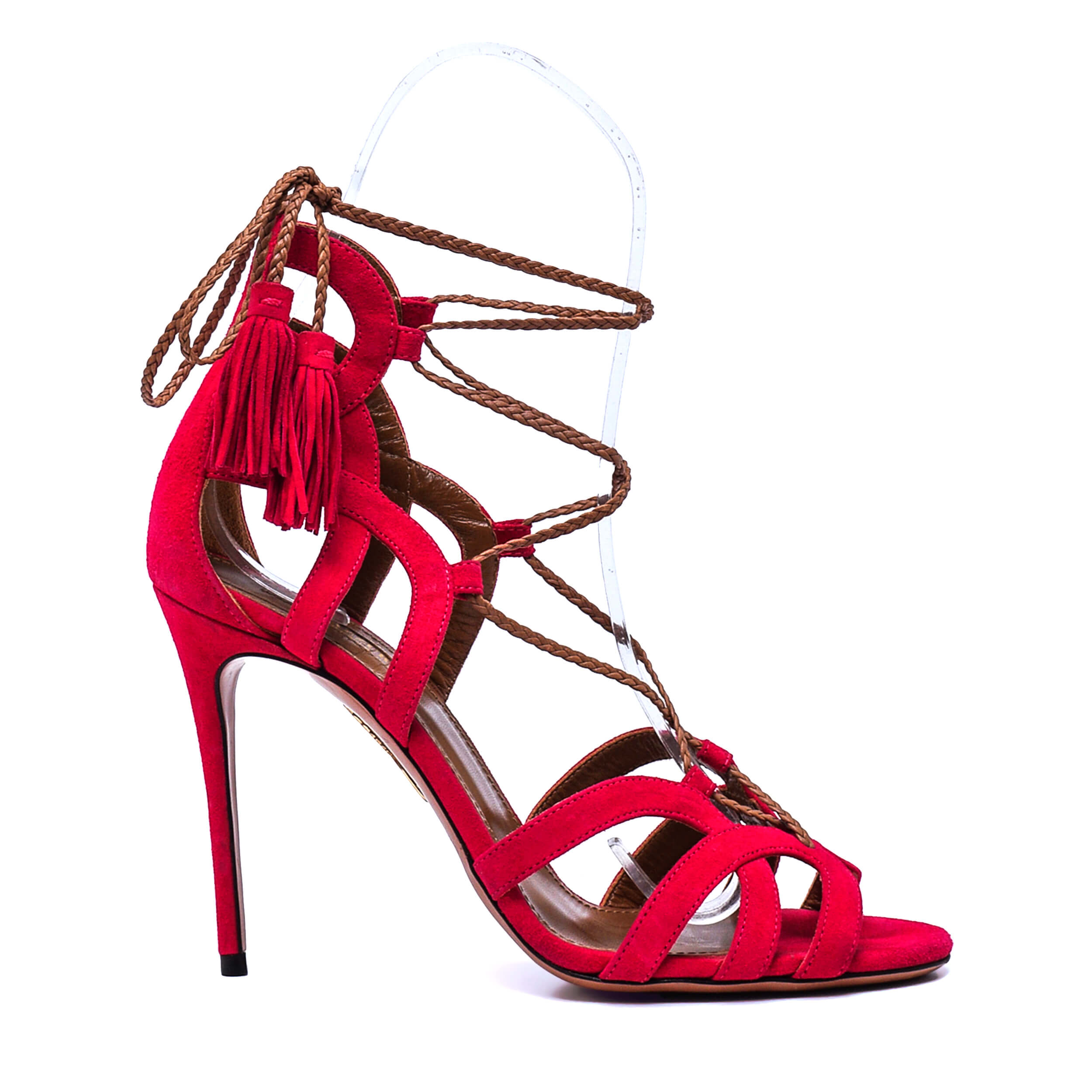 Aquazzura - Fuchsia Suede Mirage Tassel Sandals / 38